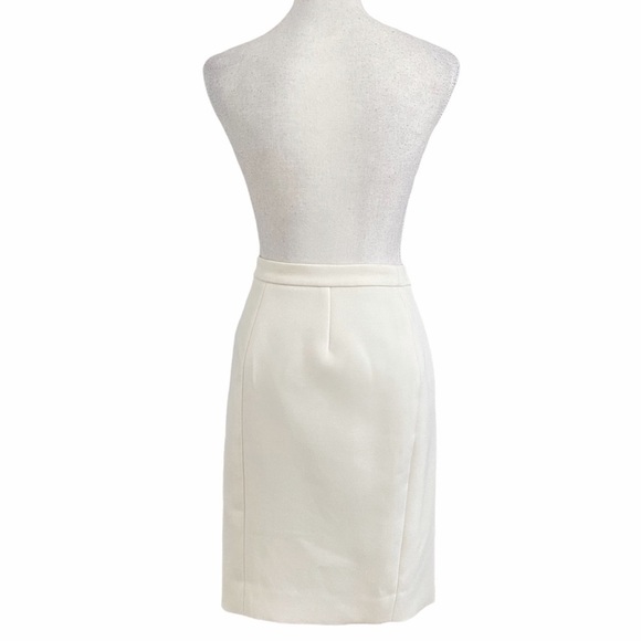 J CREW PETITE CREAM ASYMMETRICAL FRONT ZIPPER RIBBED PENCIL SKIRT - 4P - Picture 5 of 12